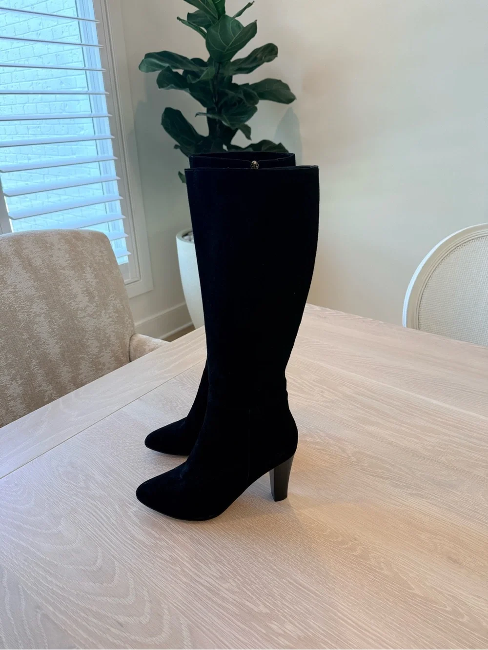 Allegra James Eyla Suede Knee Boots - Black